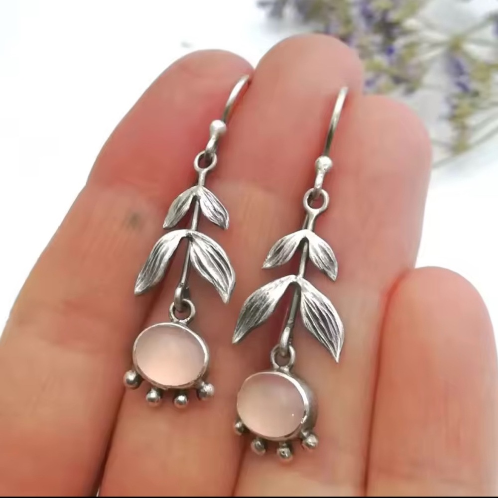 Elegant Silver Leaf Drop Earrings